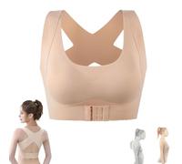 Vowtrlleoy Soutien-gorge correcteur de posture avec boucle avant pour femme, soutien dorsal orthopédique anti-affaissement, abricot, 4XL