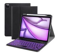 VOWUBO Étui avec clavier pour iPad Air 6{^>e<^} génération 2024/5{^>e<^} génération 2022/4{^>e<^} 2020, iPad Pro 11" (1ère/2ème/3{^>e<^} 4e génération) - Étui avec clavier - Rétroéclairé sans fil