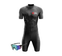 VOXCAUTQ 2025 Homme Pro Trifonction Manches Courtes Sports de Plein Air Vêtements de Triathlon,Combinaison de Triathlon à Manches Courtes pour entraînement à vélo (1,M)