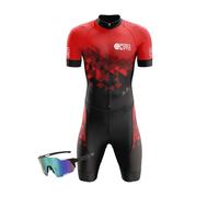 VOXCAUTQ 2025 Homme Pro Trifonction Manches Courtes Sports de Plein Air Vêtements de Triathlon,Combinaison de Triathlon à Manches Courtes pour entraînement à vélo (8,M)