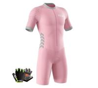 VOXCAUTQ Combinaison de Cyclisme pour Homme,Combinaison Triathlon Homme - Tenue Sport Manches Courtes pour Natation/Cyclisme/Course (Typ-1,M)