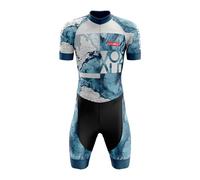 VOXCAUTQ Combinaison de Cyclisme pour Homme,Homme Pro Trifonction Manches Courtes,Triathlon Plus Proche pour Le Racing Tri Suit,Triathlon Suit Men’s Quick Dry, Breathable