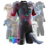 VOXCAUTQ Combinaison de cyclisme pour homme -Triathlon Tri Costume - respirante, à séchage rapide - Combinaison de triathlon à manches courtes pour entraînement à vélo (Typ-7,M)