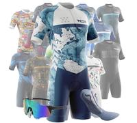 VOXCAUTQ Combinaison de cyclisme pour homme -Triathlon Tri Costume - respirante, à séchage rapide - Combinaison de triathlon à manches courtes pour entraînement à vélo (Typ-11,M)