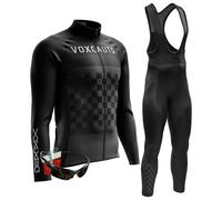 VOXCAUTQ Maillot Cyclisme Pro Homme Manches Longues Vêtement Vélo Pantalons de Cycliste Thermique Vetement Velo Route Homme Hiver Tenue (TypA-5,L)