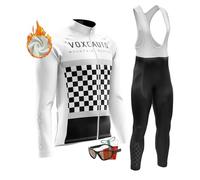 VOXCAUTQ Maillot Cyclisme Pro Homme Manches Longues Vêtement Vélo Pantalons de Cycliste Thermique Vetement Velo Route Homme Hiver Tenue (TypB-4,3XL)