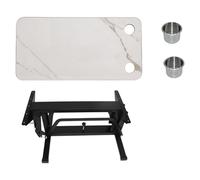 VOXELDRAG Table Pliante pour Camping-Car, Table de Camping-Car à Hauteur Réglable, Table à Manger pour Camping-Car avec Deux Fentes en Acier Inoxydable, pour Camping-Cars