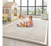 Voxirum Tapis de Jeu Bébé, 2.5 CM Épaisseur Tapis de Jeu en Mousse à Mémoire de Forme Antidérapant, Doux Velours Corail pour Bébés et Tout-Petits, pour Parc, Ramper & Baby Gym Gris Clair 60 x 120 cm