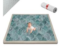 Voxirum Tapis de Jeu pour Enfant Tapis de Sol - 2 CM Épaissir Tapis d'éveil pour Bébé - Tapis de Motricité Favorisant Le Développement Sensoriel pour l'exercice et Rampant Bleu 70 x 200cm