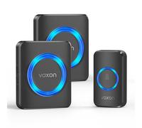 VOXON Sonnette de porte sans fil avec 2 récepteurs, étanche IP65, fonctionne avec piles, kit carillon de longue portée de 396,2 m avec flash LED, 5 niveaux de volume, 60 mélodies