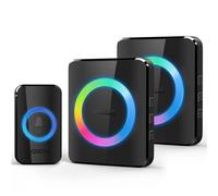 VOXON Sonnette de porte sans fil, portée de 400 m - Ensemble de sonnette sans fil avec 2 récepteurs à brancher et 1 émetteur, sonnette de porte étanche IP65 pour l'extérieur, 60 mélodies, lumière RGB