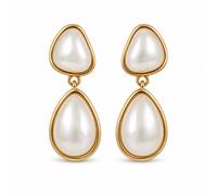 VoxorAI Boucles d’oreilles pendantes françaises dorées à perle goutte d’eau, Manchettes d’oreille, Clous d’oreilles, Toutes saisons