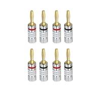 VOXYNK Lot de 8 fiches bananes plaquées or 24 carats 12 AWG à 18 AWG - Taille 4 mm pour haut-parleur, amplificateur, récepteur Hi-Fi AV, stéréo, home cinéma, fiche à visser (Banana-BFA)