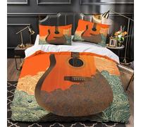 VOXYTMLWG Acoustic Guitar Ensemble De Literie Microfibre Résistante 3D Effet 3 Pièces Taie Douce istic Vague Housse de Couette Ultra Douce Entretien Facile for Hommes Enfants Single（140x200cm）