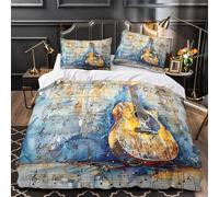 VOXYTMLWG Acoustic Guitar Linge de Lit 3D Imprimée Microfibre 3 Pièces Éclair Ultra Douce istic Musical Housse de Couette Léger Résistante for Adolescent Double（200x200cm）
