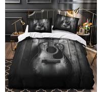 VOXYTMLWG Acoustic Guitar Linge de Lit Microfibre Résistante 3D Effet 3 Pièces 2xTaies Super Douce Vintage Music Instrument Parure de Lit Hypoallergique Résistante for Fille Double（200x200cm）