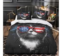 VOXYTMLWG American Chat Parure de Lit 3D Imprimé Microfibre Hypoallergique 3 Pièces Éclair Super Douce Coon Linge de Lit Ultra Douce Résistante for Fille King（220x240cm）