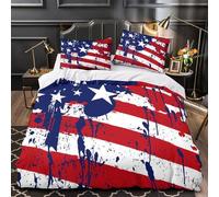VOXYTMLWG American Flag Housse de Couette 3D Imprimée Microfibre 3 Pièces Éclair Ultra Douce Grunge Parure de Lit Léger Hypoallergique for Adulte Single（140x200cm）
