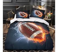 VOXYTMLWG American Football Housse de Couette 3D Effet Microfibre 3 Pièces Éclair Ultra Douce Dynamic Sports Action Parure de Lit Super Douce Entretien Facile for Adolescent Single（135x200cm）
