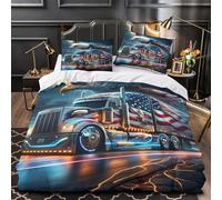 VOXYTMLWG American Truck Parure de Lit Microfibre 3D Imprimé 3 Pièces Éclair Super Douce Digital Housse de Couette Léger Résistante for Femmes Super King（260x220cm）