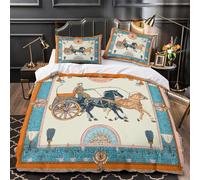 VOXYTMLWG Ancient Chariot Ride Parure de Lit 3D Imprimée Microfibre 3 Pièces Éclair Douce Classical Decorative Housse de Couette Ultra Douce Entretien Facile for Garçons Filles Single（140x200cm）