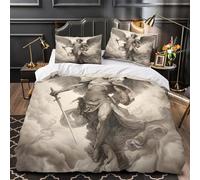 VOXYTMLWG Angel Warrior Parure de Lit 3D Imprimé Microfibre Résistante 3 Pièces Éclair Douce Mythical Fantasy Linge de Lit Super Douce Entretien Facile for Adolescent Double（200x200cm）