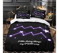 VOXYTMLWG Aquarius Zodiac Linge de Lit 3D Effet Microfibre Hypoallergique 3 Pièces Taie Super Douce Starry Night Ensemble De Literie Ultra Douce Entretien Facile for Adultes Enfants King（220x240cm）