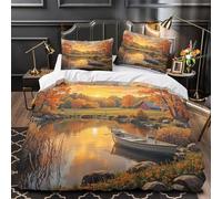 VOXYTMLWG Autumn Parure de Lit 3D Imprimée Microfibre Hypoallergique 3 Pièces Taie Ultra Douce Rustic Farm Ensemble De Literie Léger Résistante for Adulte Double（200x200cm）