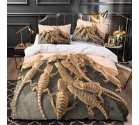 VOXYTMLWG Bearded Dragon Housse de Couette 3D Effet Microfibre 3 Pièces 2xTaies Douce Hypoallergique Reptile Pet Collection Linge de Lit Léger Entretien Facile for Fille Double（200x200cm）