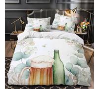 VOXYTMLWG Beer Mug Housse de Couette 3D Imprimé Microfibre Hypoallergique 3 Pièces 2 Taies Super Douce Watercolor Linge de Lit Résistante Entretien Facile for Les Enfants Single（135x200cm）