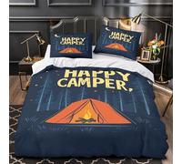 VOXYTMLWG Camping Tent Ensemble Lit 3D Microfibre Hypo 3Pcs 2 Taies Douce Night Forêt Parure Lit Confortable Entretien Fac Enfants Garçons Filles Super King（260x220cm）