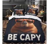 VOXYTMLWG Capybara Wearing Shades Ensemble Lit 3D Microfibre Hypo 3Pcs 2 Taies Douce Funny Animal Meme Housse Couette Douce Entretien Fac for Les Enfants King（220x240cm）