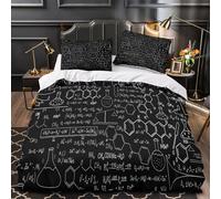 VOXYTMLWG Chemistry Formulas Linge de Lit Microfibre Hypoallergique 3D Effet 3 Pièces Taie Super Douce Scientific Educational Ensemble De Literie Léger Résistante for Ado Double（200x200cm）