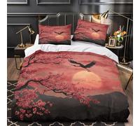 VOXYTMLWG Cherry Blossom Linge de Lit 3D Effet Microfibre Résistante 3 Pièces Taie Ultra Douce Japanese Ensemble De Literie Confortable Résistante for Filles Ado Double（200x200cm）