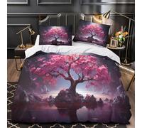 VOXYTMLWG CherryBlossomTree Parure de Lit Microfibre Résistante 3D Effet 3 Pièces 2 Taies Super Douce Fantasy Housse de Couette Hypoallergique Entretien Facile for Hommes Enfants Double（200x200cm）