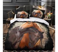 VOXYTMLWG Cheval Portrait Ensemble De Literie 3D Effet Microfibre 3 Pièces 2 Taies Douce Confortable istic Equine Linge de Lit Respirante Résistante for Adolescent Super King（260x220cm）