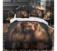 VOXYTMLWG Cocker Spaniel Portrait Housse de Couette 3D Effet Microfibre 3 Pièces Taie Super Douce Realistic Pet Linge de Lit Léger Hypoallergique for Adulte Enfants Filles Double（200x200cm）