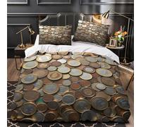 VOXYTMLWG Coin Collection Housse de Couette 3D Imprimée Microfibre 3 Pièces Éclair Douce Respirante Currency Linge de Lit Léger Résistante for Couple Double（200x200cm）