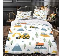 VOXYTMLWG Construction Vehicles Linge de Lit Microfibre Résistante 3D Effet 3 Pièces Éclair Douce Children's Parure de Lit Super Douce Entretien Facile for Adulte Enfants Filles King（220x240cm）