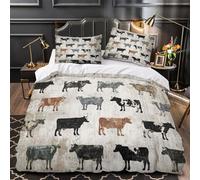 VOXYTMLWG Cow Silhouettes Ensemble De Literie Microfibre 3D Imprimée 3 Pièces 2 Taies Super Douce Rustic Farm Parure de Lit Hypoallergique Résistante for Ado Double（200x200cm）