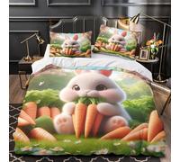 VOXYTMLWG Cute Bunny Linge de Lit 3D Imprimé Microfibre Résistante 3 Pièces 2 Taies Ultra Douce Coon Spring Ensemble De Literie Léger Hypoallergique for Adulte Enfants Filles Super King（260x220cm）