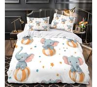 VOXYTMLWG Cute Éléphant Parure de Lit Microfibre Hypoallergique 3D Effet 3 Pièces 2xTaies Ultra Douce Coon Circus Theme Ensemble De Literie Léger Résistante for Ado Double（200x200cm）