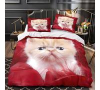 VOXYTMLWG Cute Kitten Ensemble De Literie 3D Imprimée Microfibre 3 Pièces 2 Taies Douce Fluffy Pet Linge de Lit Confortable Hypoallergique for Couple Single（135x200cm）