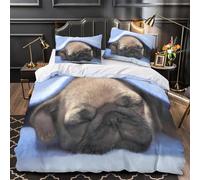 VOXYTMLWG Cute Puppy Sleeping Ensemble De Literie 3D Imprimé Microfibre 3 Pièces 2xTaies Douce Adorable Pet Life Linge de Lit Respirante Résistante for Couple Double（200x200cm）