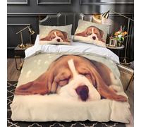 VOXYTMLWG Cute Puppy Sleeping Parure de Lit Microfibre Hypoallergique 3D Effet 3 Pièces 2xTaies Ultra Douce Cozy Pet Life Ensemble De Literie Léger Résistante for Ado Super King（260x220cm）