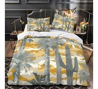 VOXYTMLWG Desert Plants Linge de Lit 3D Imprimé Microfibre Résistante 3 Pièces 2xTaies Douce Vintage Tropical Housse de Couette Ultra Douce Entretien Facile for Adolescent King（220x240cm）