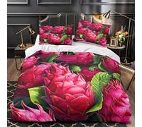 VOXYTMLWG Dragon Fruit Parure de Lit 3D Imprimé Microfibre 3 Pièces Éclair Douce Vibrant Tropical Linge de Lit Ultra Douce Résistante for Adultes Enfants Double（200x200cm）
