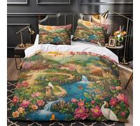 VOXYTMLWG Eastern Ensemble De Literie Microfibre 3D Imprimée 3 Pièces 2xTaies Super Douce Chinese Traditional Parure de Lit Hypoallergique Résistante for Fille Single（135x200cm）