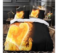 VOXYTMLWG Flaming He Parure de Lit Microfibre Résistante 3D Imprimée 3 Pièces 2xTaies Douce Passion Fire Linge de Lit Super Douce Entretien Facile for Filles Ado Double（200x200cm）
