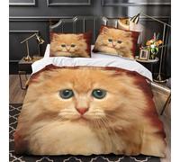 VOXYTMLWG Fluffy Kitten Ensemble De Literie 3D Effet Microfibre 3 Pièces 2 Taies Super Douce Cute Animal Linge de Lit Ultra Douce Résistante for Garçons Filles Double（200x200cm）